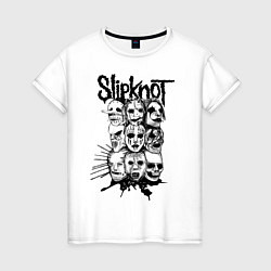 Футболка хлопковая женская Slipknot Faces, цвет: белый