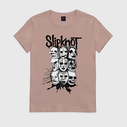 Футболка хлопковая женская Slipknot Faces, цвет: пыльно-розовый