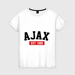 Футболка хлопковая женская FC Ajax Est. 1900, цвет: белый