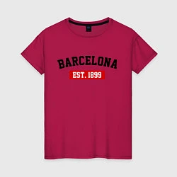 Футболка хлопковая женская FC Barcelona Est. 1899, цвет: маджента