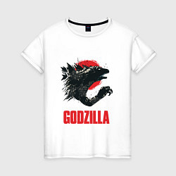 Футболка хлопковая женская Godzilla: Red Sun, цвет: белый