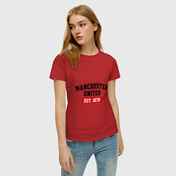 Футболка хлопковая женская FC Manchester United Est. 1878, цвет: красный — фото 2