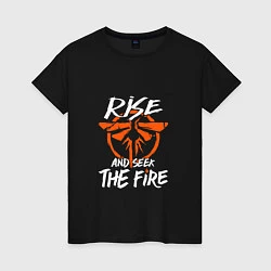 Футболка хлопковая женская Rise & Seek the Fire, цвет: черный
