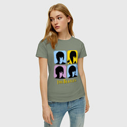 Футболка хлопковая женская The Beatles: pop-art, цвет: авокадо — фото 2