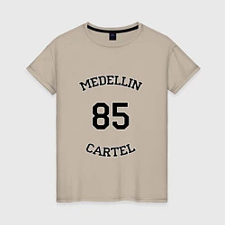 Футболка хлопковая женская Medellin Cartel 85, цвет: миндальный