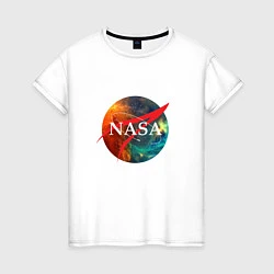 Футболка хлопковая женская NASA: Nebula, цвет: белый