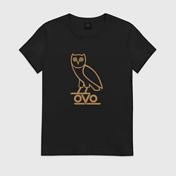 Футболка хлопковая женская OVO Owl, цвет: черный
