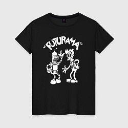 Футболка хлопковая женская Futurama Cartoon, цвет: черный
