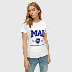 Футболка хлопковая женская MAI University, цвет: белый — фото 2