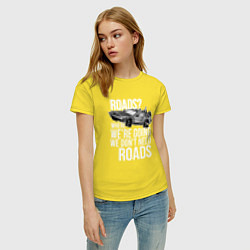 Футболка хлопковая женская We don't need roads, цвет: желтый — фото 2
