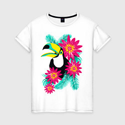 Женская футболка Toucan and flowers