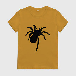 Футболка хлопковая женская Черный паук, цвет: горчичный