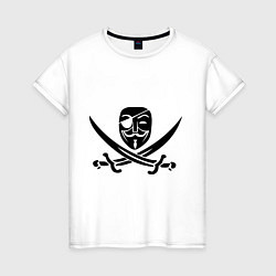 Женская футболка Анонимус-пират