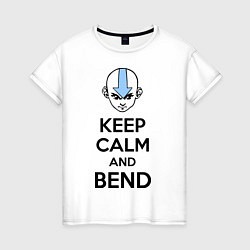 Футболка хлопковая женская Keep Calm & Bend, цвет: белый