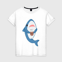 Футболка хлопковая женская Hype Shark, цвет: белый