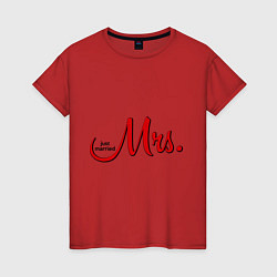 Футболка хлопковая женская Mrs: Just married, цвет: красный