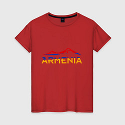 Футболка хлопковая женская Армения, цвет: красный