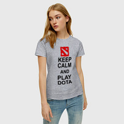 Футболка хлопковая женская Keep Calm & Play Dota, цвет: меланж — фото 2