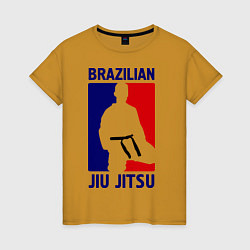 Футболка хлопковая женская Brazilian Jiu jitsu, цвет: горчичный