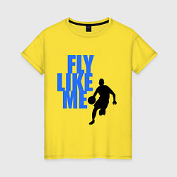 Футболка хлопковая женская Fly like me, цвет: желтый