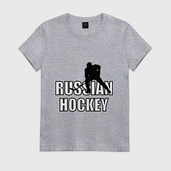 Футболка хлопковая женская Russian hockey, цвет: меланж