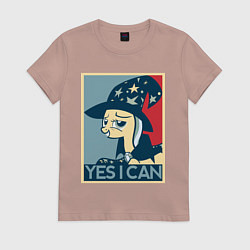 Футболка хлопковая женская MLP: Yes I Can, цвет: пыльно-розовый