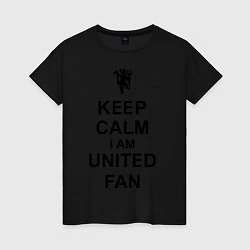 Футболка хлопковая женская Keep Calm & United fan, цвет: черный