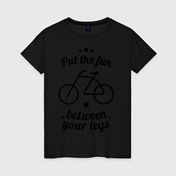 Футболка хлопковая женская Put the fun between your legs, цвет: черный