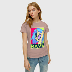 Футболка хлопковая женская DJ Pon-3 RAVE, цвет: пыльно-розовый — фото 2