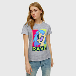 Футболка хлопковая женская DJ Pon-3 RAVE, цвет: меланж — фото 2