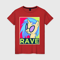 Футболка хлопковая женская DJ Pon-3 RAVE, цвет: красный