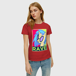 Футболка хлопковая женская DJ Pon-3 RAVE, цвет: красный — фото 2