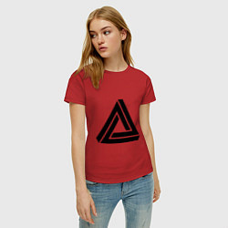 Футболка хлопковая женская Triangle Visual Illusion цвета красный — фото 2