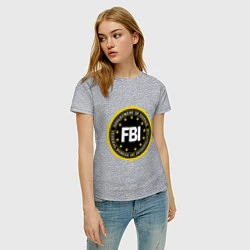 Футболка хлопковая женская FBI Departament, цвет: меланж — фото 2