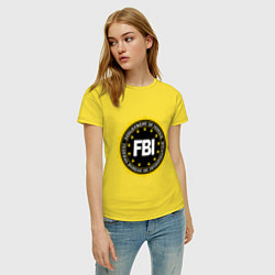 Футболка хлопковая женская FBI Departament, цвет: желтый — фото 2