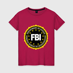 Футболка хлопковая женская FBI Departament, цвет: маджента