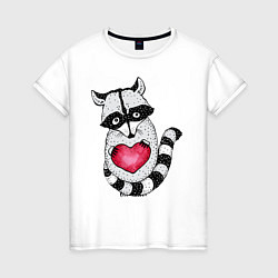 Женская футболка Енот с сердцем
