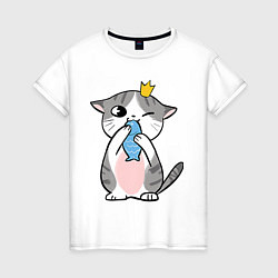 Женская футболка Котик с рыбкой