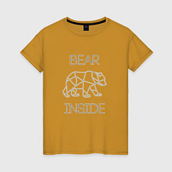 Футболка хлопковая женская Bear Inside, цвет: горчичный