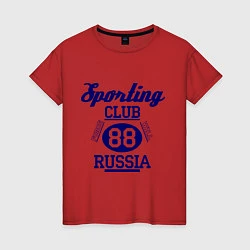 Футболка хлопковая женская Sporting club, цвет: красный