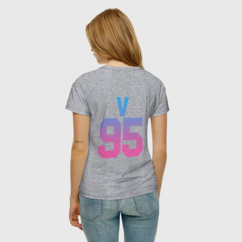 Женская футболка BTS: Neon V / Меланж – фото 4