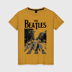Футболка хлопковая женская The Beatles: Mono Abbey Road, цвет: горчичный