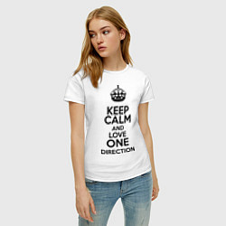 Футболка хлопковая женская Keep Calm & Love One Direction, цвет: белый — фото 2