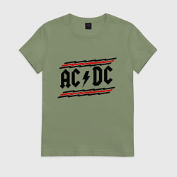Футболка хлопковая женская AC/DC Voltage, цвет: авокадо