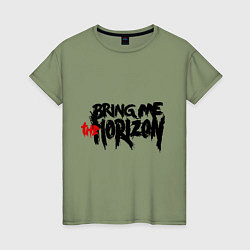 Футболка хлопковая женская Bring me the horizon, цвет: авокадо