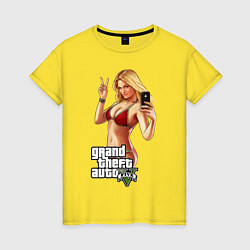 Футболка хлопковая женская GTA V: Selfie, цвет: желтый