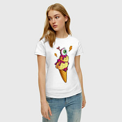 Футболка хлопковая женская Zombie ice cream, цвет: белый — фото 2