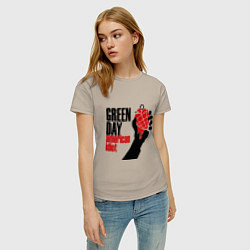 Футболка хлопковая женская Green Day: American idiot, цвет: миндальный — фото 2