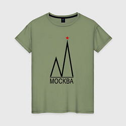 Женская футболка Москва-чёрный логотип-2
