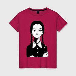 Футболка хлопковая женская Wednesday Addams, цвет: маджента